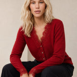 Aurora Lace Cardigan — Red, banana_republic product shot