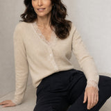 Aurora Lace Cardigan — Khaki, banana_republic product shot