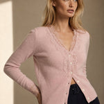 Aurora Lace Cardigan — Pink, banana_republic product shot