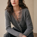 Aurora Lace Cardigan — Gray, banana_republic product shot