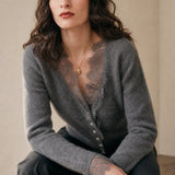 Aurora Lace Cardigan — Gray, banana_republic product shot