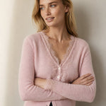 Aurora Lace Cardigan — Pink, banana_republic product shot