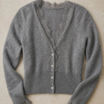 Aurora Lace Cardigan — Gray, banana_republic product shot