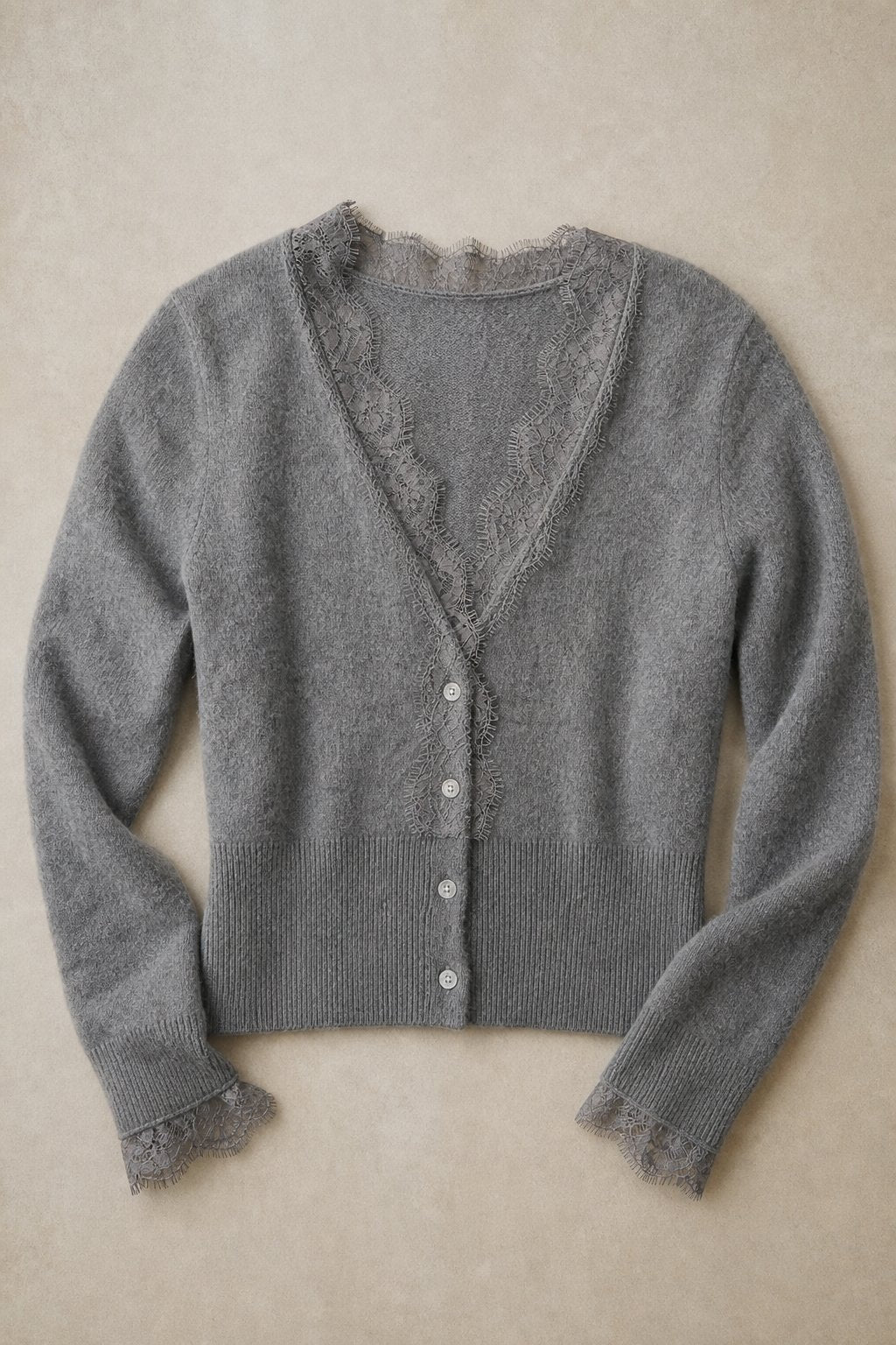 Aurora Lace Cardigan — Gray, banana_republic product shot