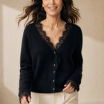 Aurora Lace Cardigan — Black, banana_republic product shot