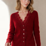 Aurora Lace Cardigan — Red, banana_republic product shot