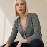 Aurora Lace Cardigan — Gray, banana_republic product shot