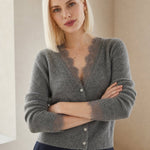 Aurora Lace Cardigan — Gray, banana_republic product shot