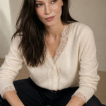 Aurora Lace Cardigan — White, banana_republic product shot