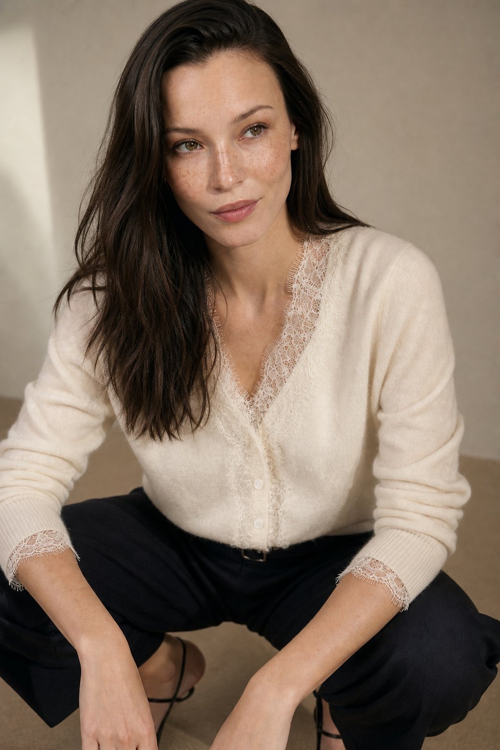 Aurora Lace Cardigan — White, banana_republic product shot