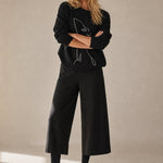 Autumn Woolen Wide Leg Pants — Black, banana_republic product shot