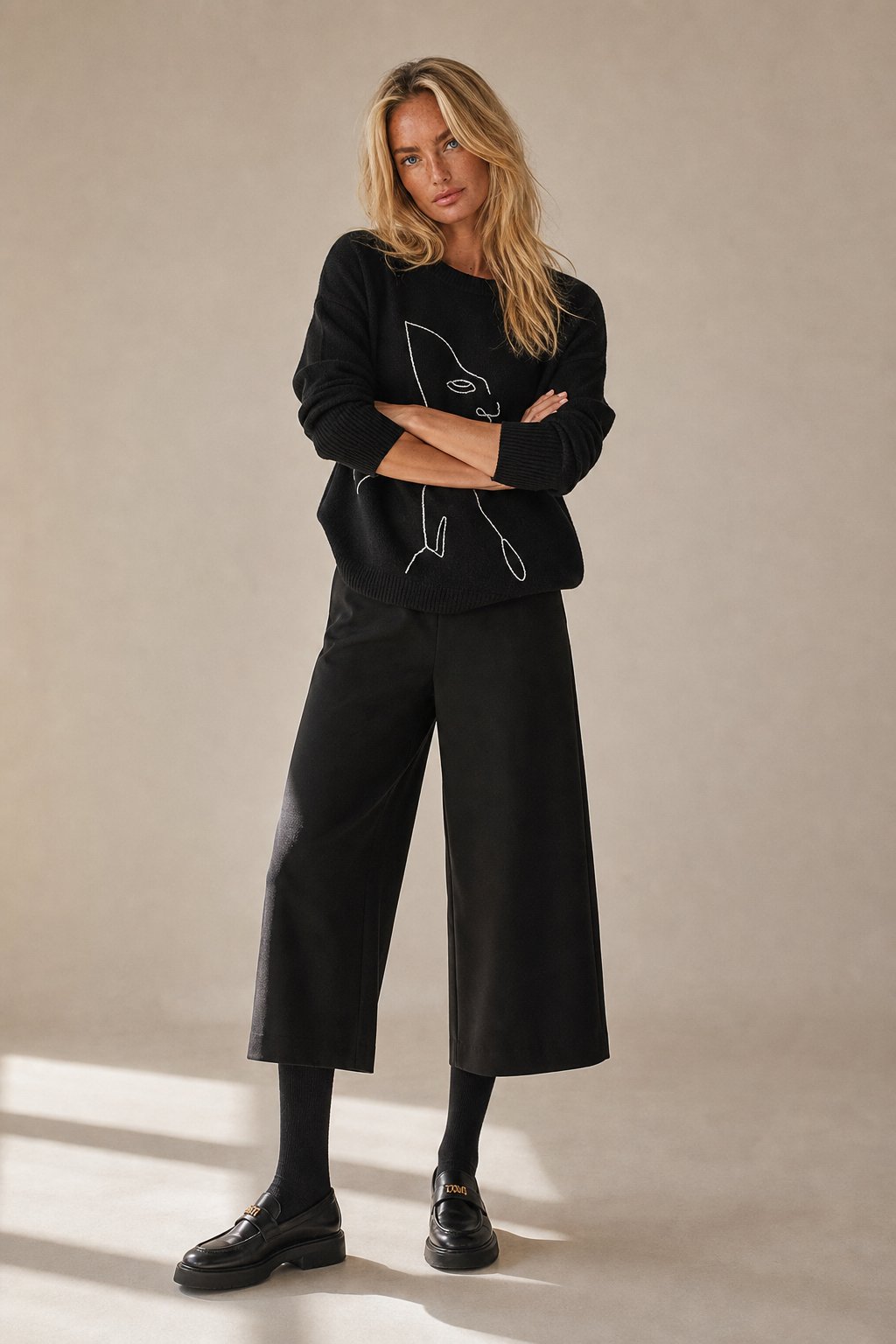 Autumn Woolen Wide Leg Pants — Black, banana_republic product shot