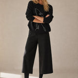 Autumn Woolen Wide Leg Pants — Black, banana_republic product shot
