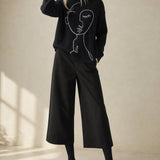 Autumn Woolen Wide Leg Pants — Black, banana_republic product shot
