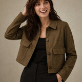 Avery Suede Cropped Jacket — Brown, banana_republic product shot