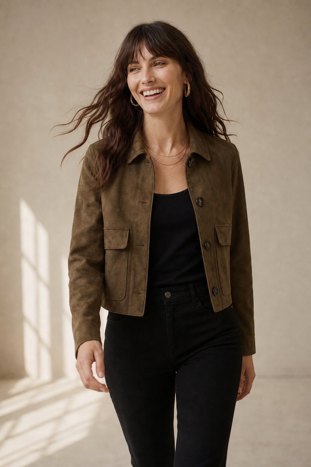 Avery Suede Cropped Jacket — Brown, banana_republic product shot