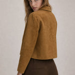 Avery Suede Cropped Jacket — Khaki, banana_republic product shot