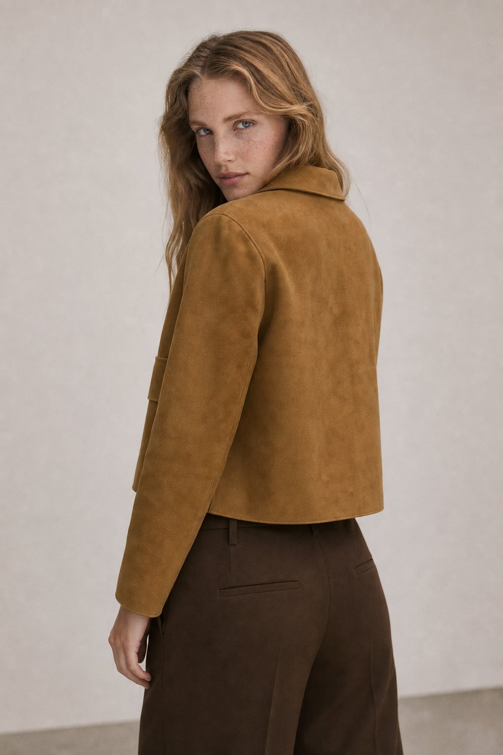Avery Suede Cropped Jacket — Khaki, banana_republic product shot