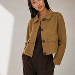 Avery Suede Cropped Jacket — Khaki, banana_republic product shot
