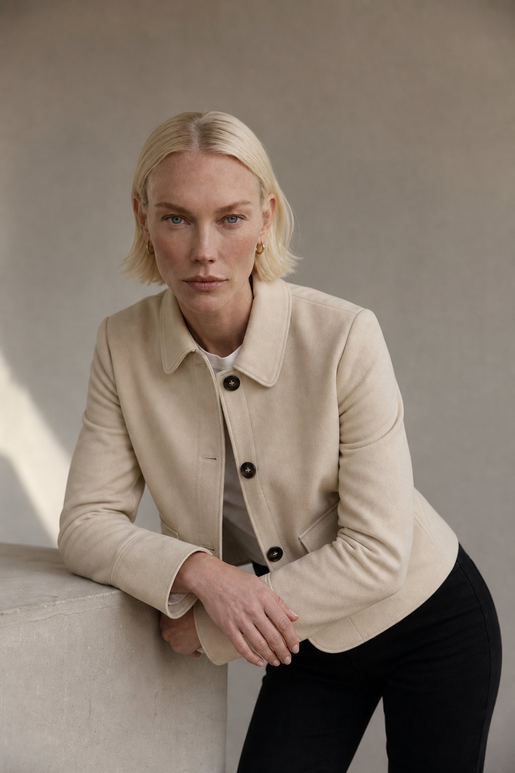 Avery Suede Cropped Jacket — Beige, banana_republic product shot