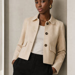 Avery Suede Cropped Jacket — Beige, banana_republic product shot