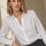 Bellano Linen Blouse — White, studio product shot
