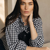 Bellarine Puffed Cotton Blouse — Checkered, banana_republic product shot