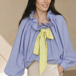 Bellarine Puffed Cotton Blouse — Sky, banana_republic product shot
