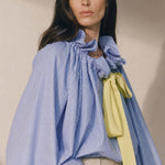 Bellarine Puffed Cotton Blouse — Sky, banana_republic product shot