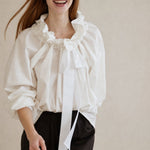 Bellarine Puffed Cotton Blouse — White, banana_republic product shot