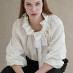 Bellarine Puffed Cotton Blouse — White, banana_republic product shot