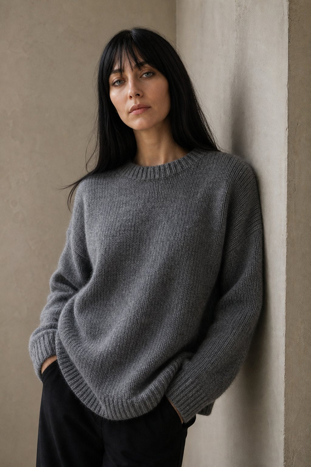 Bellmere Pure Cashmere Oversized Sweater — Gray, banana_republic product shot