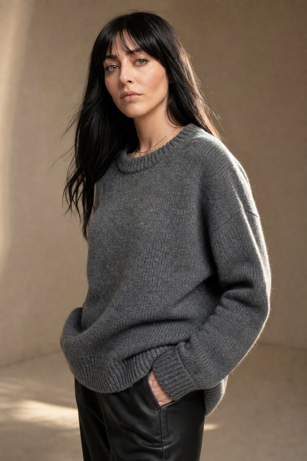 Bellmere Pure Cashmere Oversized Sweater — Gray, banana_republic product shot
