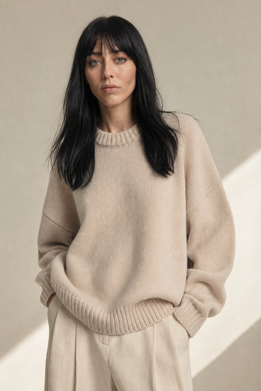 Bellmere Pure Cashmere Oversized Sweater — White, banana_republic product shot