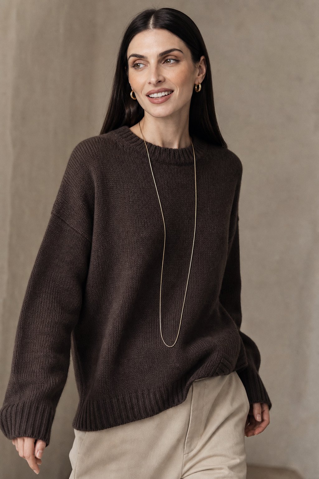 Bellmere Pure Cashmere Oversized Sweater — Brown, banana_republic product shot