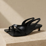 Biarritz Italian leather Line-Tied Heel — Black, studio product shot