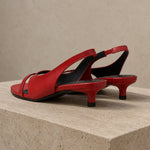 Biarritz Italian leather Line-Tied Heel — Red, studio product shot