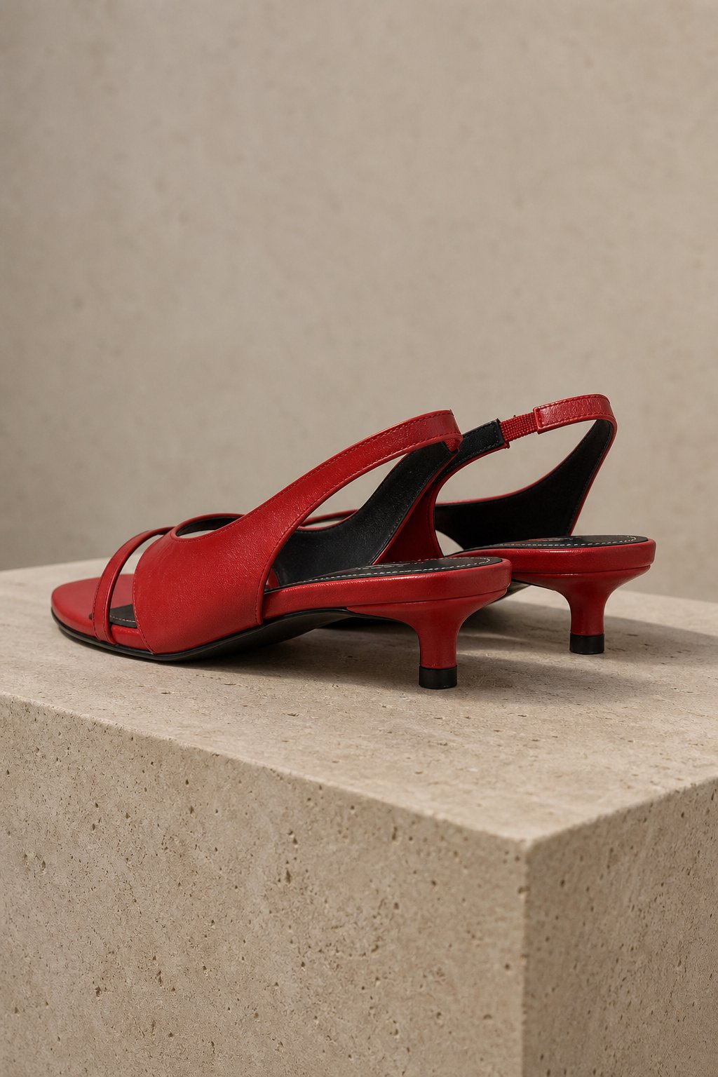 Biarritz Italian leather Line-Tied Heel — Red, studio product shot