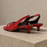 Biarritz Italian leather Line-Tied Heel — Red, studio product shot