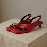 Biarritz Italian leather Line-Tied Heel — Red, studio product shot