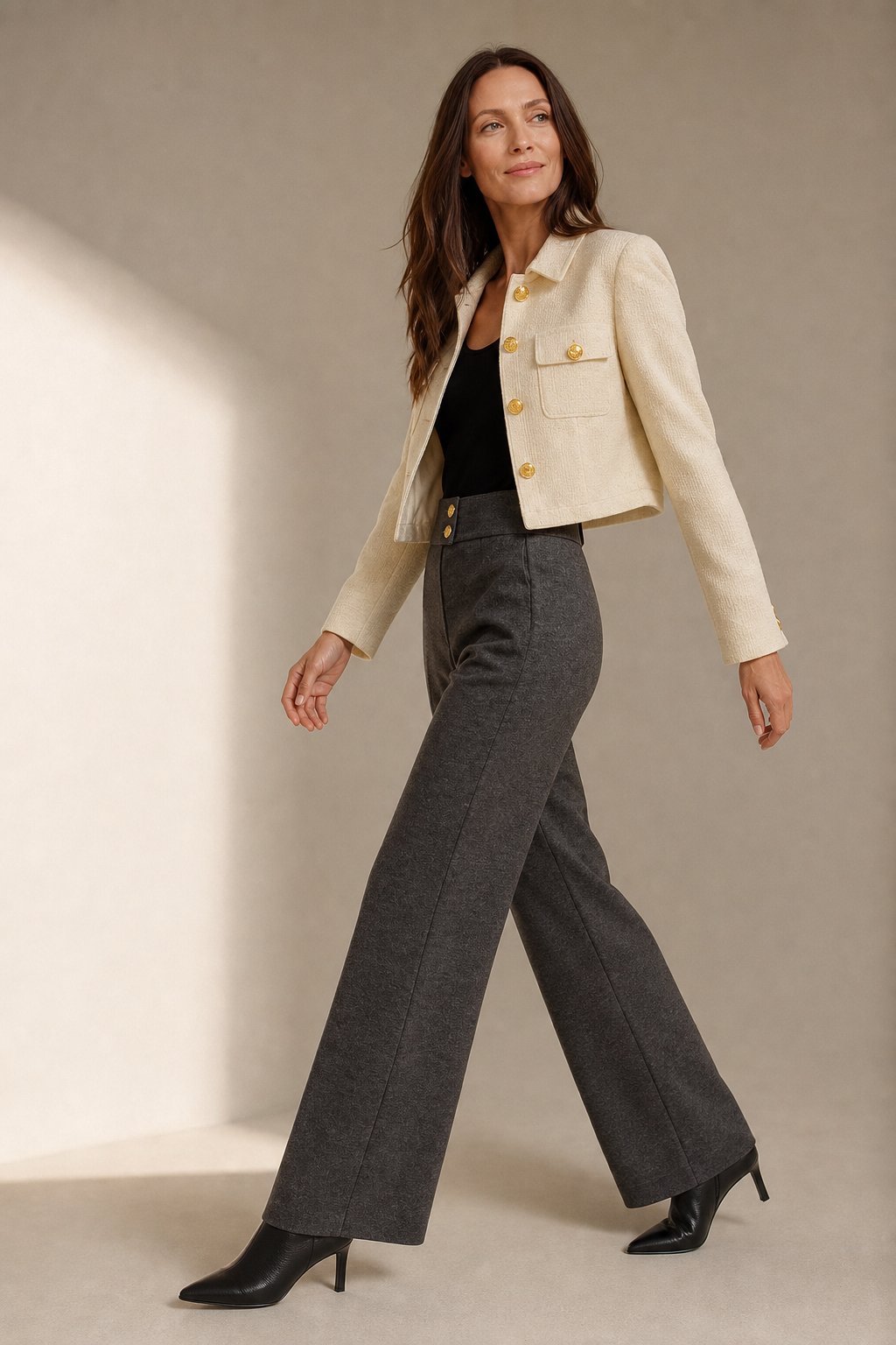 Blair Wool Wide-Leg Trousers — Gray, banana_republic product shot