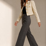 Blair Wool Wide-Leg Trousers — Gray, banana_republic product shot