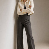 Blair Wool Wide-Leg Trousers — Gray, banana_republic product shot