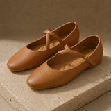 Bondi Leather Closed-Toe Flat — Brown, shoe_pedestal product shot