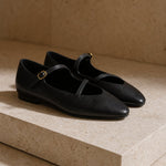 Bondi Leather Closed-Toe Flat — Black, shoe_pedestal product shot
