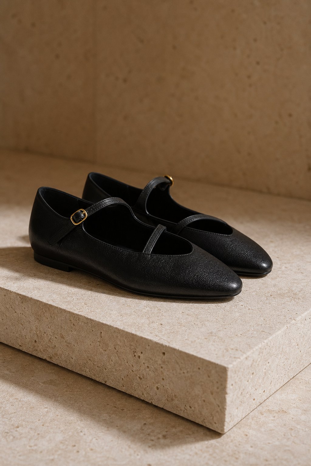 Bondi Leather Closed-Toe Flat — Black, shoe_pedestal product shot