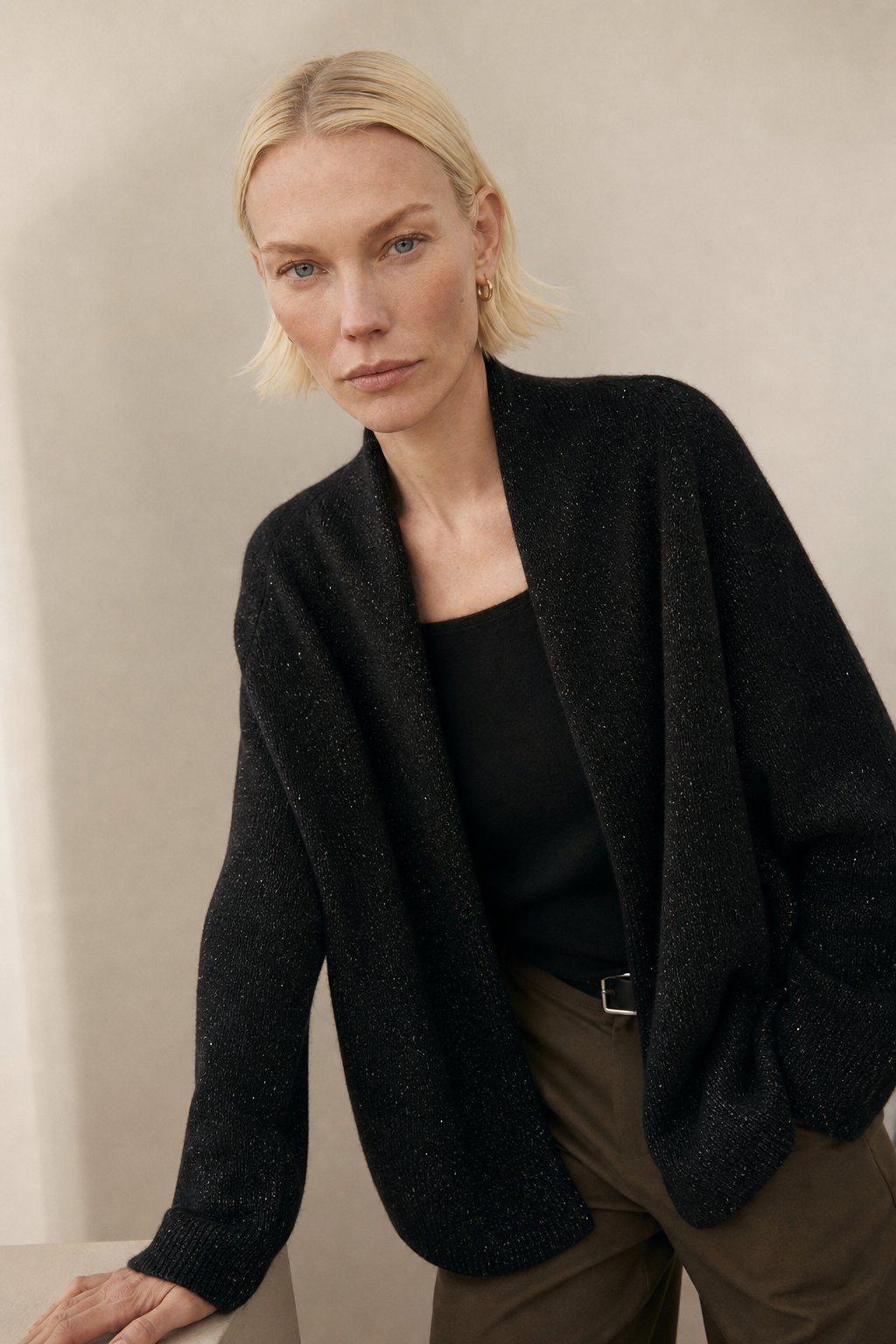 Briarwood Cashmere Shawl Sweater — black, banana_republic product shot