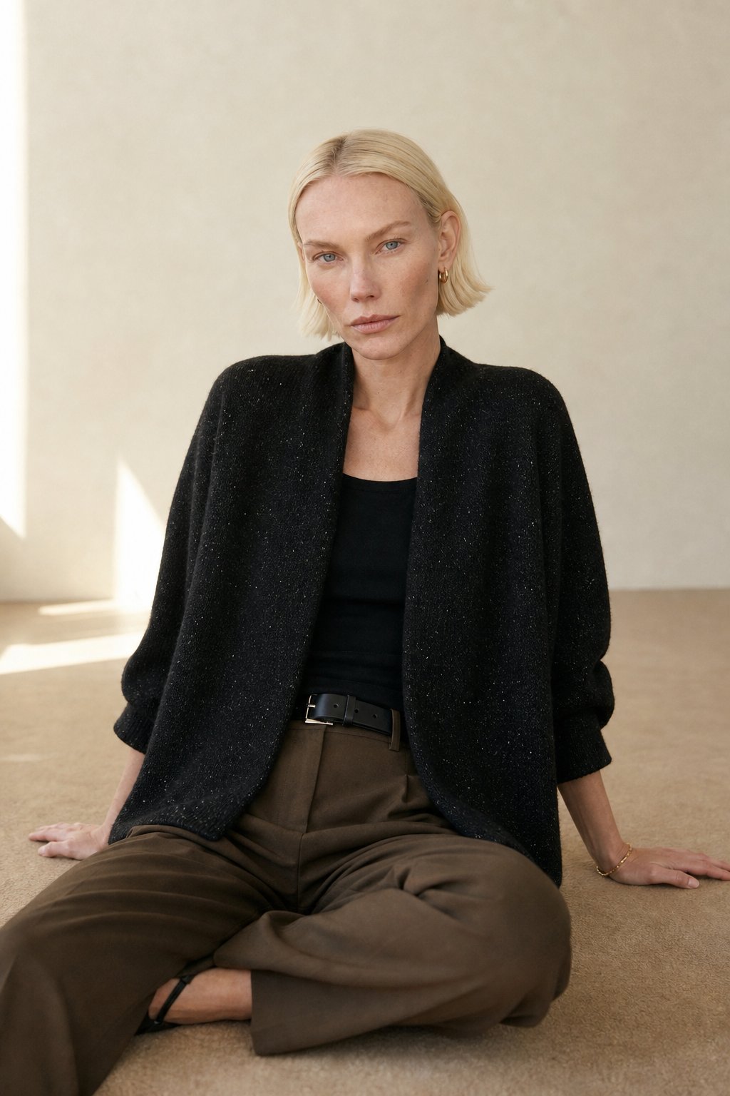 Briarwood Cashmere Shawl Sweater — black, banana_republic product shot