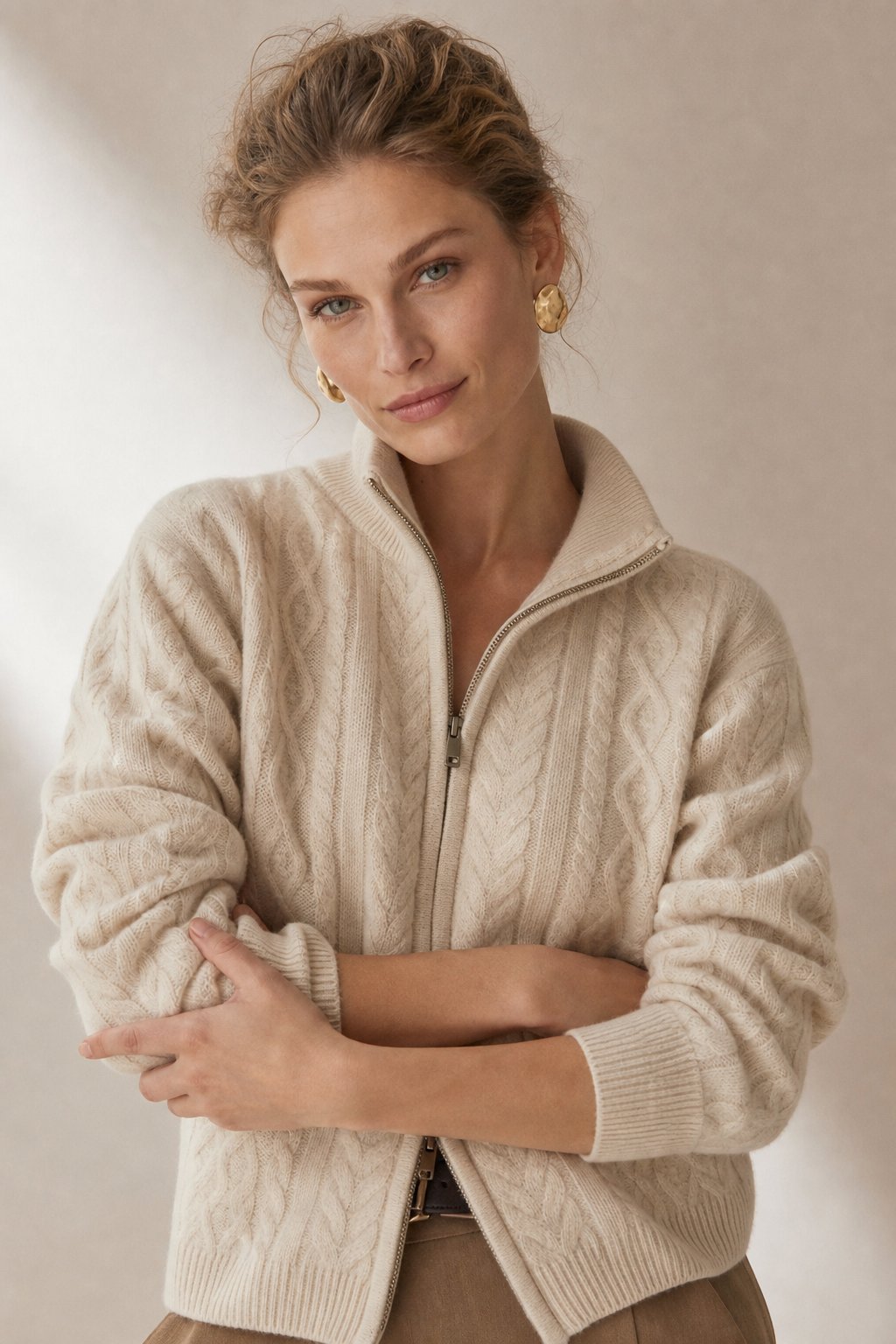 Briarwood Heritage Zip Knit — Beige, banana_republic product shot
