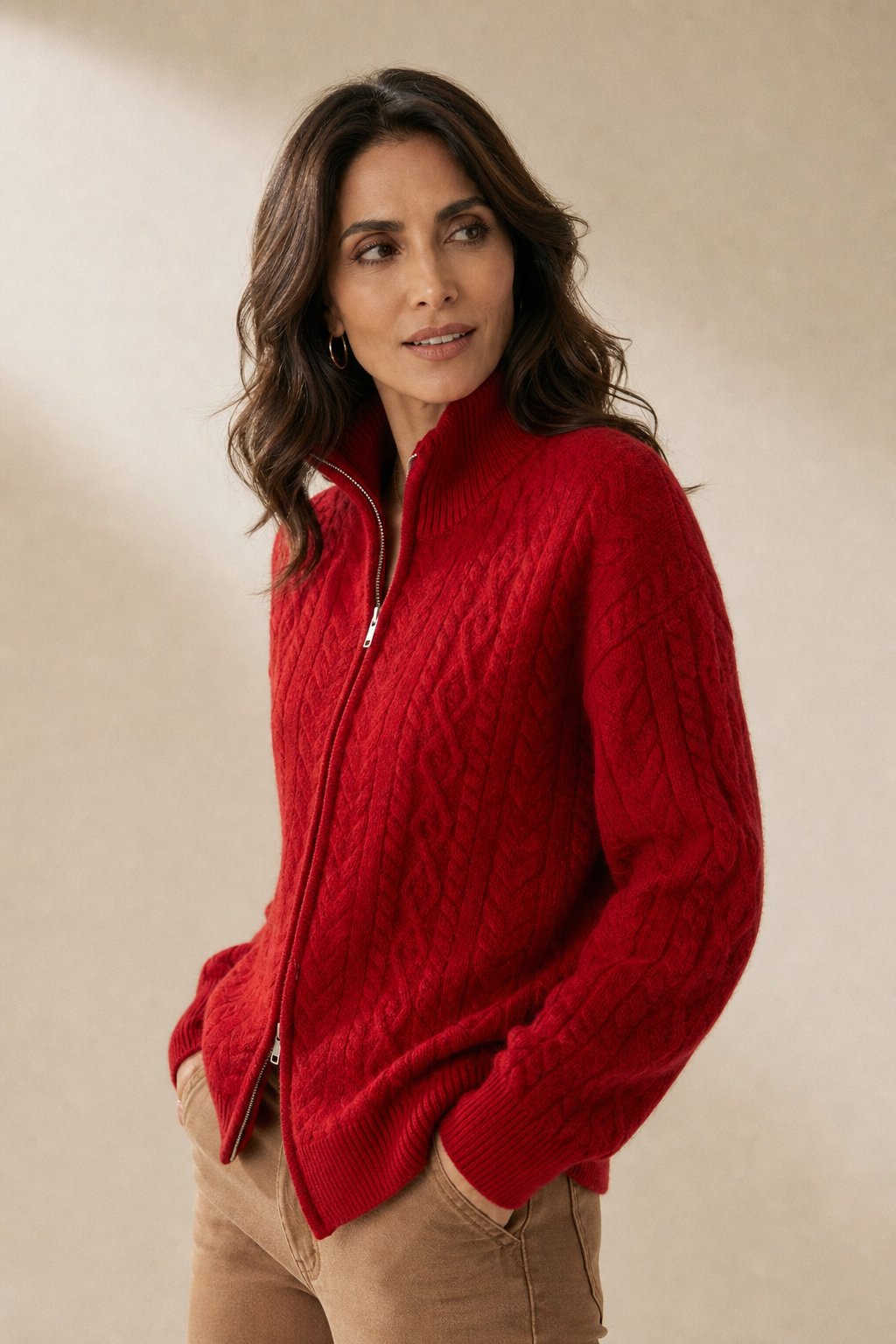 Briarwood Heritage Zip Knit — Red, banana_republic product shot